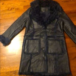 M Real sheepskin dark navy coat New